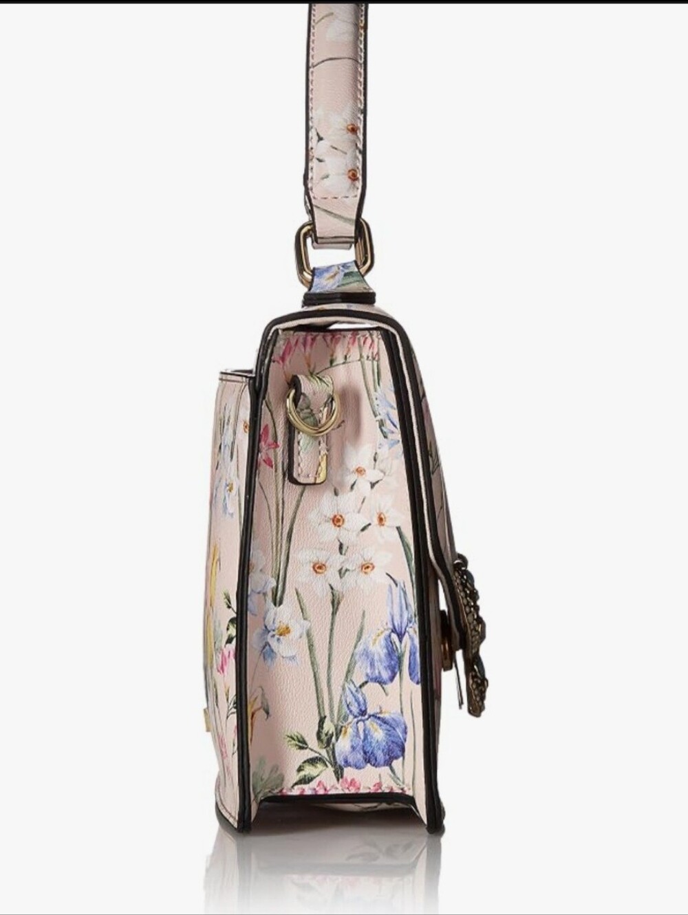 Aldo Floral-Print Satchel with Gold Butterfly Accent - Pink Multi - Picture 3 of 7